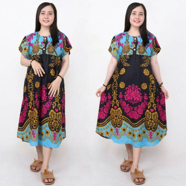 Daster payung warna klok batik dada kancing bumil bahan adem