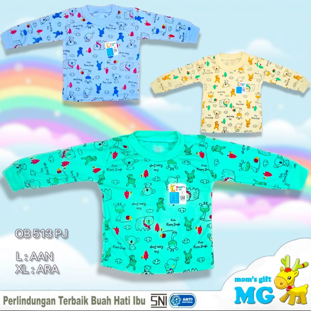 Moms Gift Kaos Oblong Bayi / Baju Bayi UNISEX Lengan Panjang Motif Happy Jungle