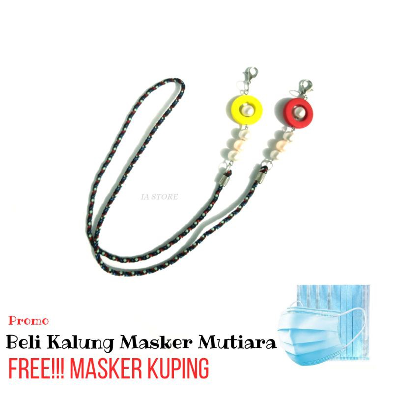 Promo Buy 1 Get 1 Free . Kalung Masker - Strap Masker - Tali Masker Mutiara Bulat Premium Aksesoris