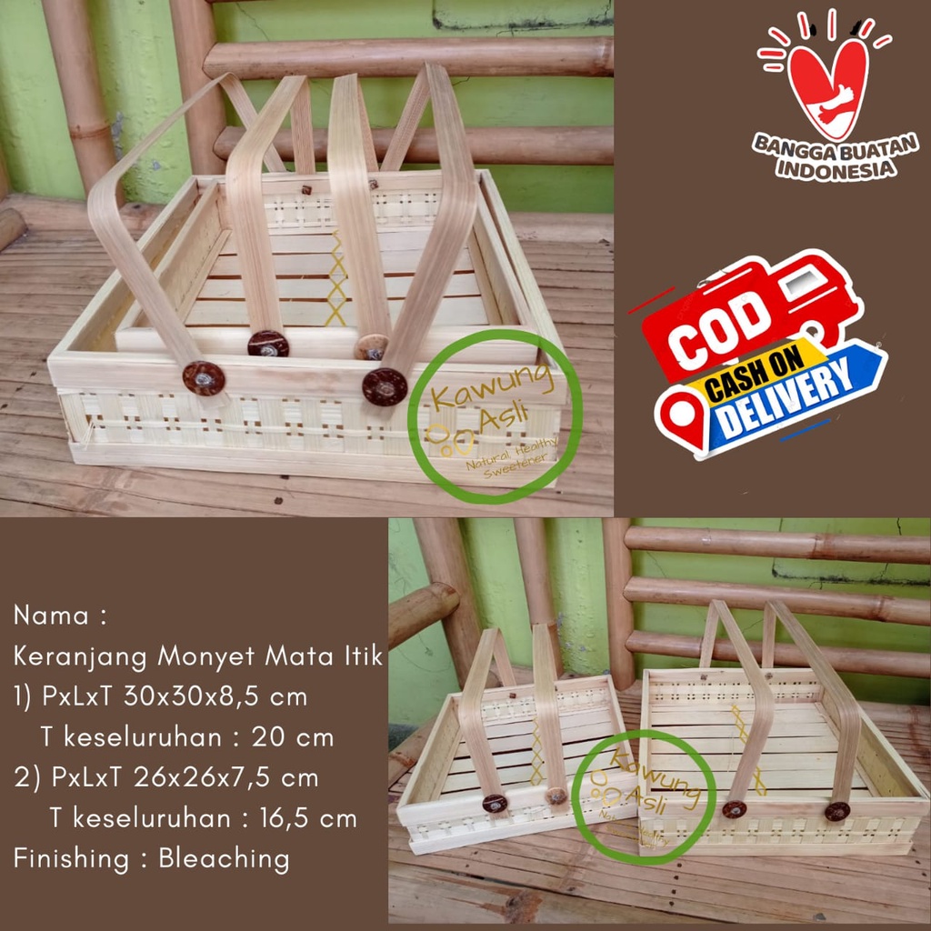 Keranjang Anyaman Bambu Monyet Hampers Parcel Cocok Untuk Hantaran Pernikahan Lebaran Natal Imlek