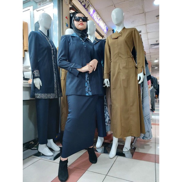 Seragam princessfa/guru/kantor/navy/Dongker lis batik
