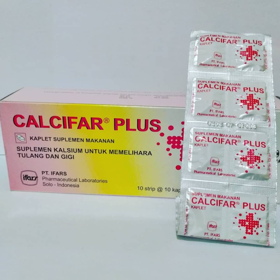 CALCIFAR PLUS Strip 10 Tablet  Kunyah - Suplemen Calcium Kalsium Vitamin D3 Kesehatan Tulang dan Gigi Anak Dewasa Kalsifar