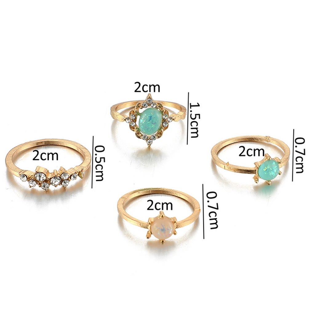 Hu Hu Hu Hu Hu Alat Bantu Pasang Kacamata♡ 4pcs / Set Cincin Buku Jari Aneka Bentuk Warna Permen Bahan Alloy Untuk Wanita