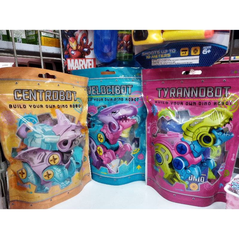 Dino robot mainan bongkar pasang
