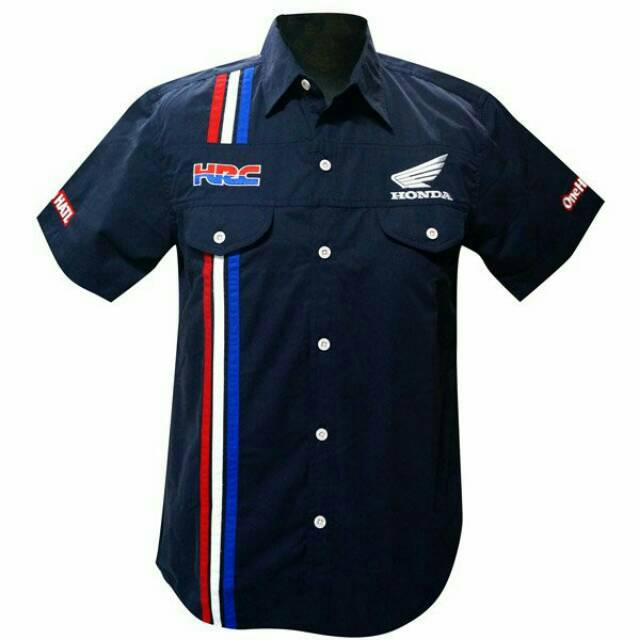 T-Shirt Kemeja Resmi HRC Navy Blue Apparel Honda Premium