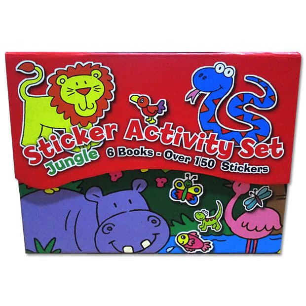 

BUKU STIKER JUNGLE STICKER ACTIVITY BOX SET 6 BOOKS OVER 150 STICKERS