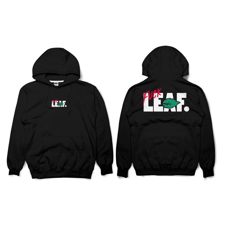 LEAF - HOODIE FUCK LEAF - BLACK
