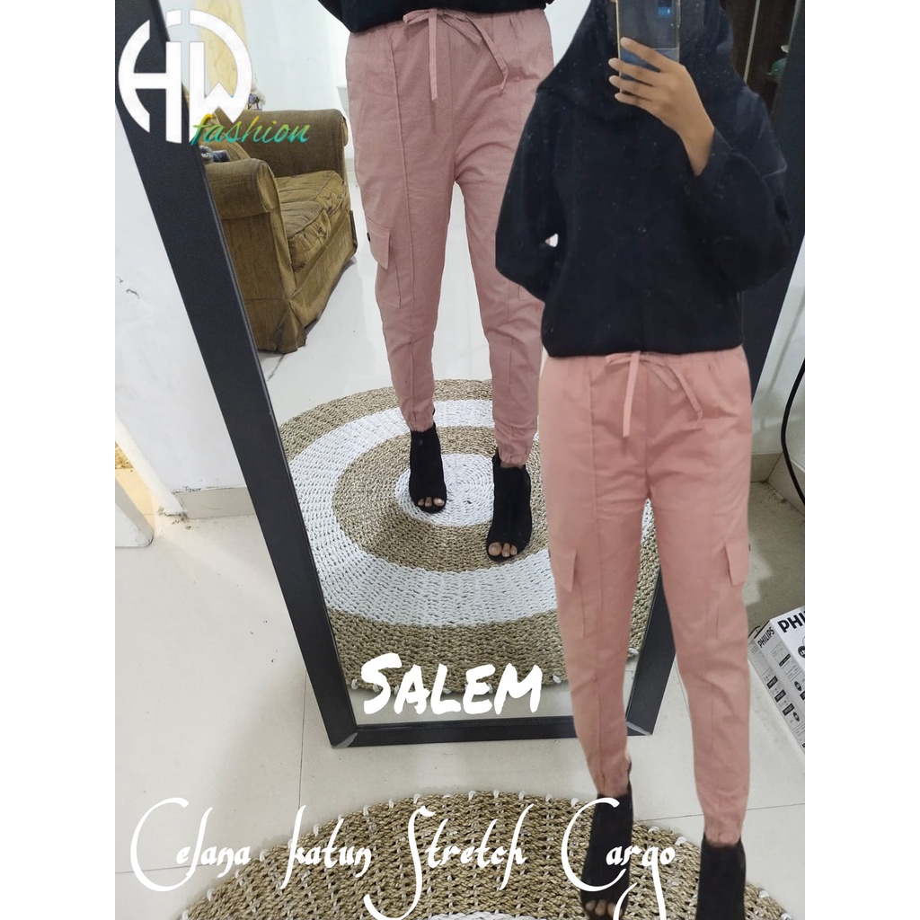 Celana Wanita JOGER Cargo Katun Strech / Celana Cewek Kekinian / celana cargo wanita