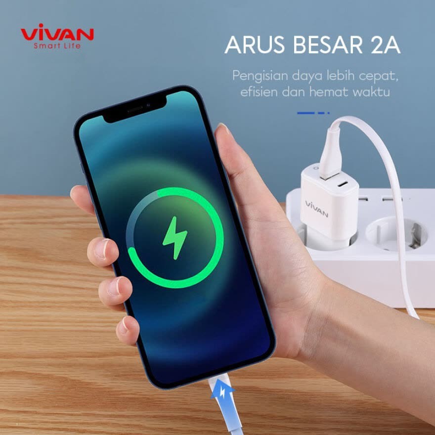 VIVAN SL100S Kabel Data Lightning Fast Charging For Iphone 2A 1M  - Garansi Resmi 1 Tahun