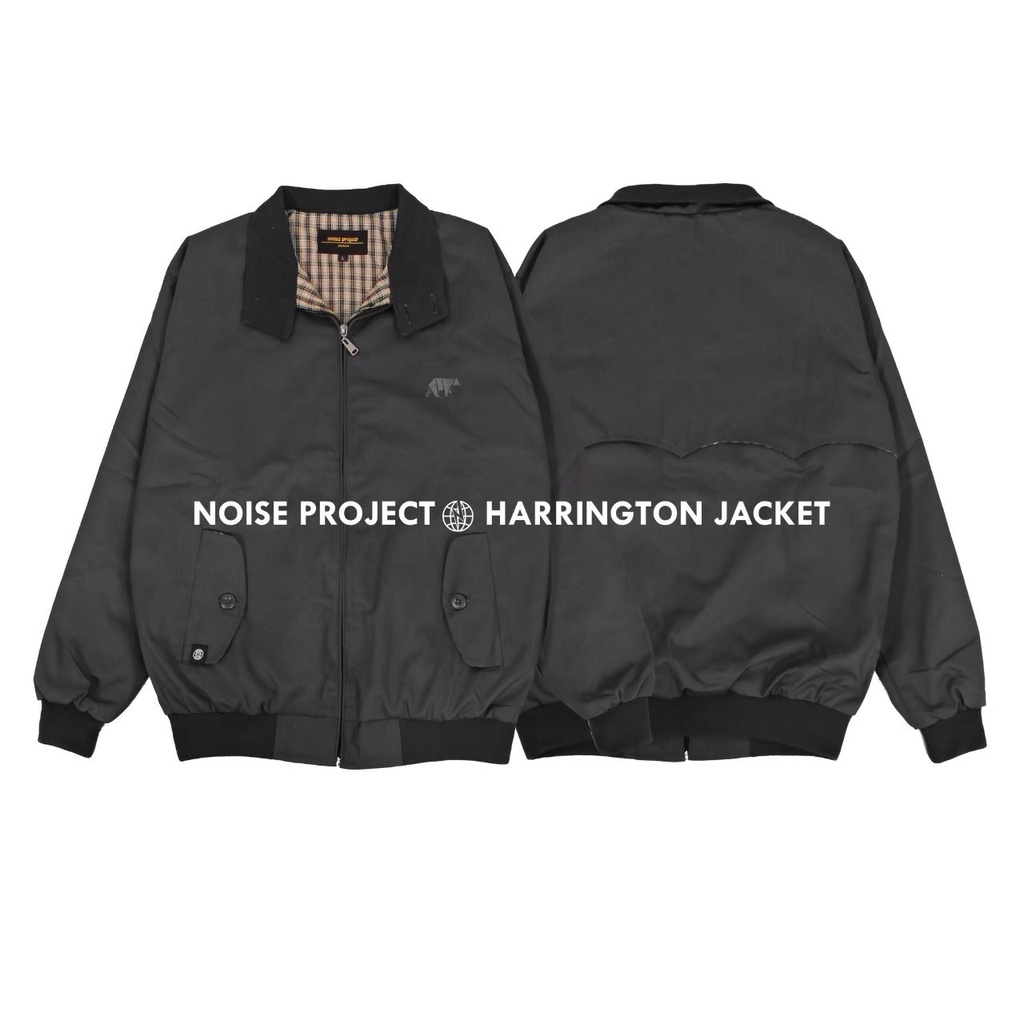 Premium Original(Realpic)Berkualitas ya baju atasan Jaket Harrington Pria Canvas Drill Warna Abu Noi