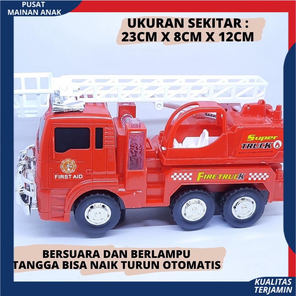 Mainan Mobil Pemadam Kebakaran POLISI - Fire Truck Bump &amp; Go | Mobil Baterai Berlampu Dan Bersuara