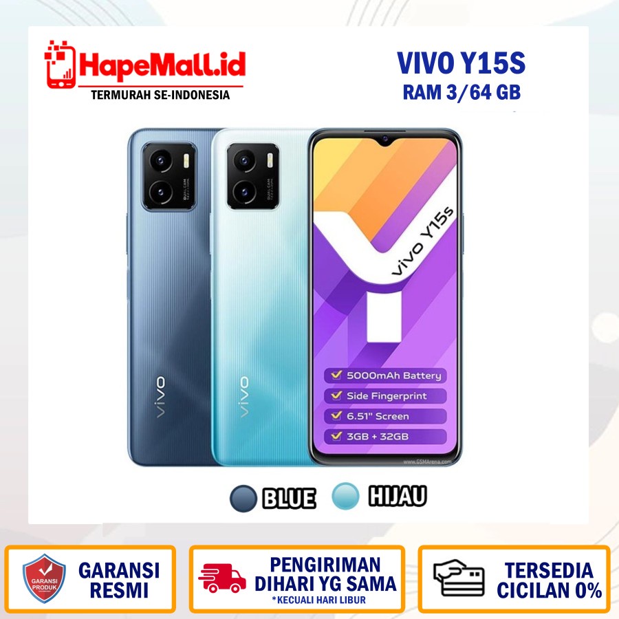 VIVO Y15S RAM 3/64GB GARANSI RESMI VIVO INDONESIA TERMURAH