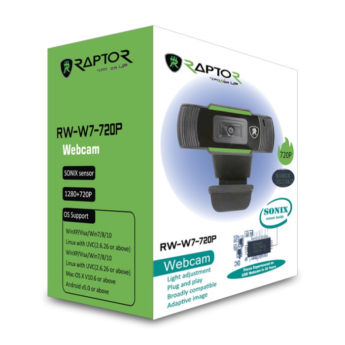 Webcam 720P SONIX CHIPSET RAPTOR RW-W7 Microphone PC