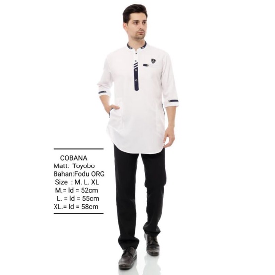 BAJU KOKO KURTA WARNA PUTIH DEWASA PRIA _ BAJU KOKO PRIA DEWASA WARNA PUTIH LENGAN 3/4