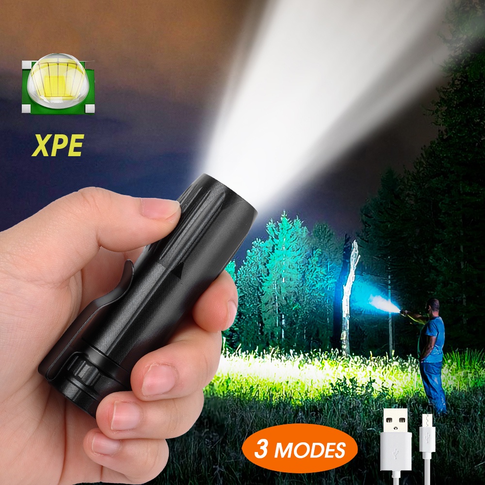 Senter LED Mini Portable Multifungsi Bentuk Pulpen Bahan Aluminum Alloy Dengan Port Charger USB