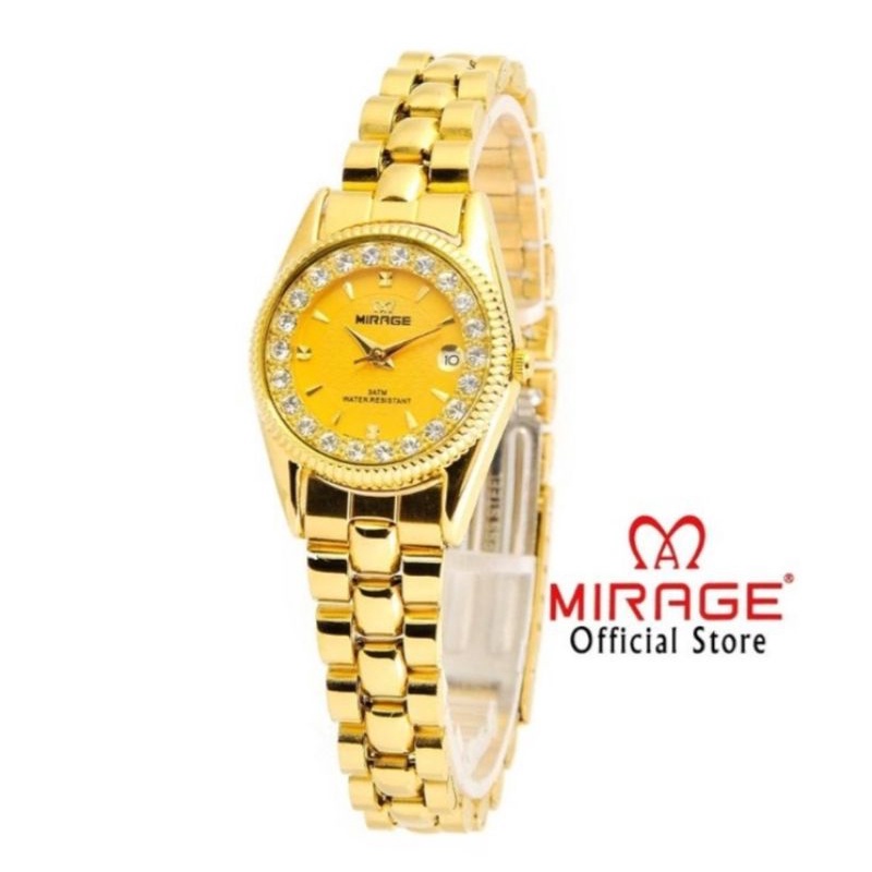 JAM TANGAN WANITA MIRAGE 1580L ORIGINAL_WATER PROFF Jam Tangan  mewah permata rx Gold 1580L pH TAHAN AIR RANTAI GOLD FREE BOX DAN BATRAI_JAM TANGAN KASUAL WANITA JAM TANGAN CEWEK MIRAGE ORIGINAL JAM TANGAN WANITA SPORTY JAM TANGAN. MIRAGE ORIGINAL