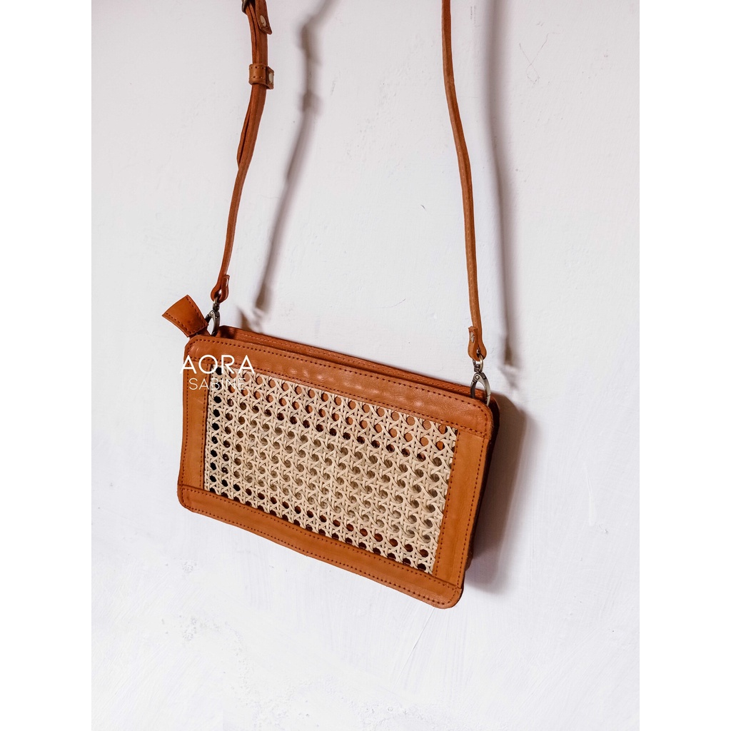 Tas Selempang Rotan, Rattan Bag, Summerbag, Rattan Leather, Leather Bag, Bali Bag, Tas Rotan Bali, W