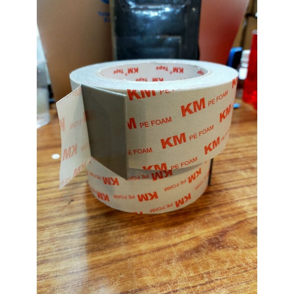 

Pe Foam Tape Double Tape Lem Perekat Selotip 2 Sisi Bulak-Balik Size 2" x 4,5 Meter Abu