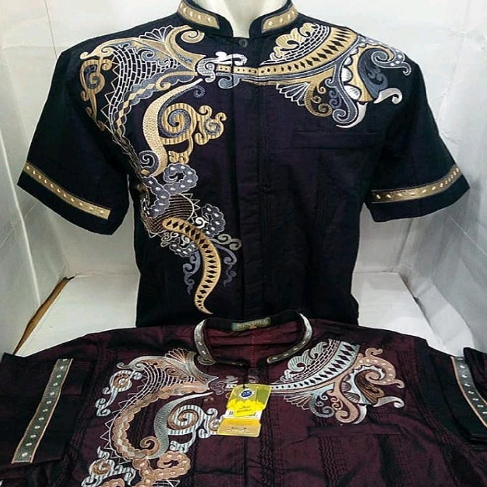 Hot Sale Baju Koko Pria Benhill Lengan Pendek Pria Muslim Ungu Tua Dan Maron