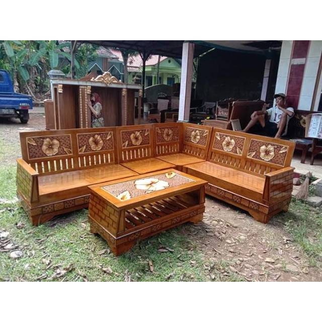 Kursi Tamu Sudut L Kursi Santai L Kayu Jati Furniture Mebel Jepara MURAH LARIS