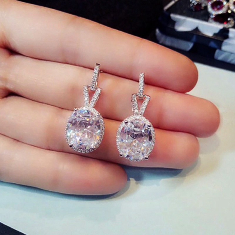 Fancyqube Anting Juntai Cubic Zirconia Aaa Warna Silver Untuk Wanita