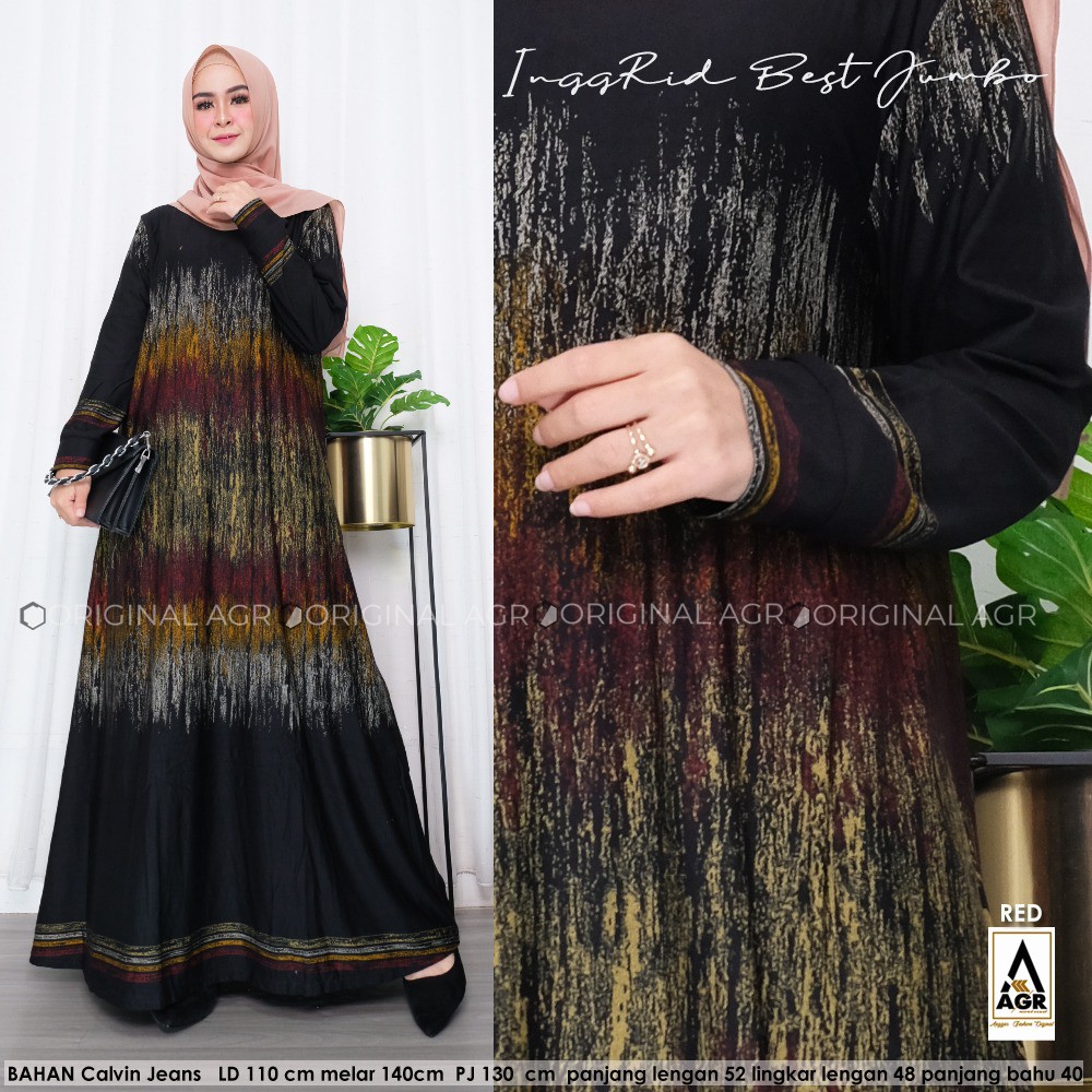 COD inggrid best jumbo maxi // dres // gamis //maxy kekinian// motif printing // jumbo // calvin jeans