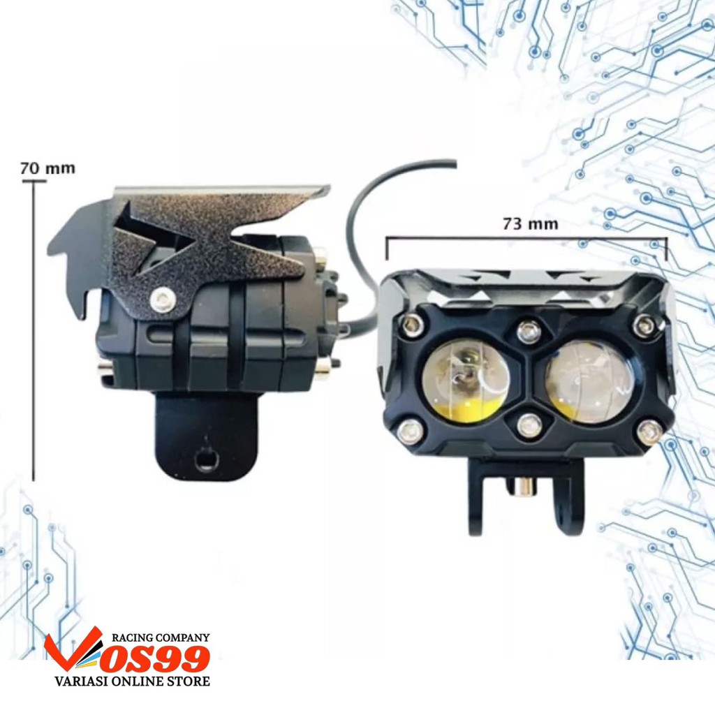 LAMPU TEMBAK LASER FOGLAMP SQL 2 MATA LED SUPERBRIGHT 60 WATT HIGH BEAM / LOW BEAM