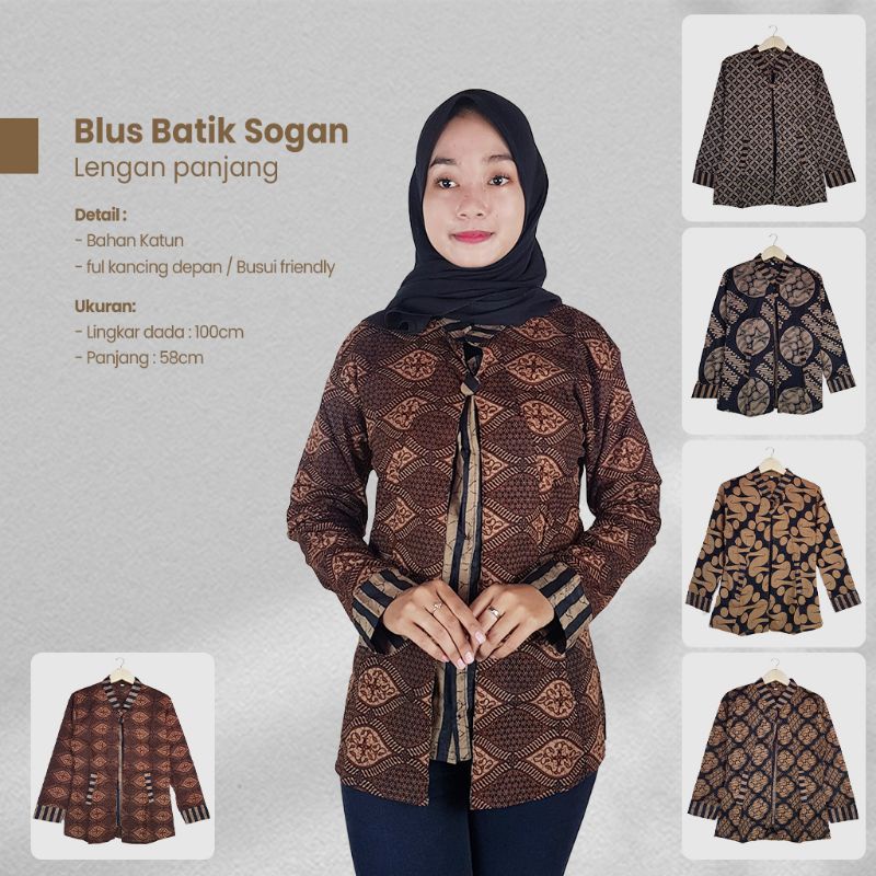 Blus Batik Sogan Lengan Panjang - Naira Batik