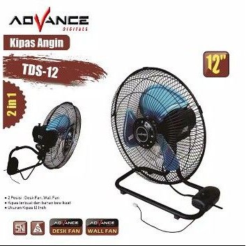 Kipas Angin Besi Advance 12 Inch 2in1 Kipas Meja + Kipas Dinding