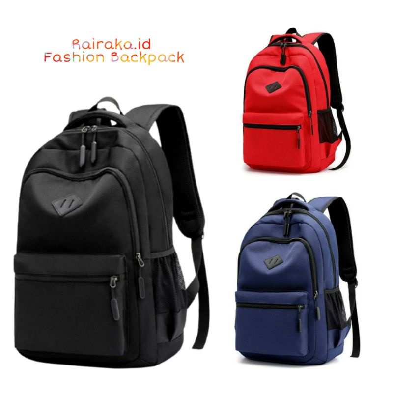 Rairaka.id / Polos Oval - Tas Ransel sekolah remaja laki-laki perempuan fashion Stylish