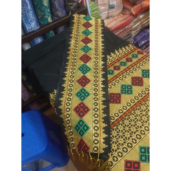 kain songket tapis lampung tiga tinggakat+selendang/songket/bahan songket set