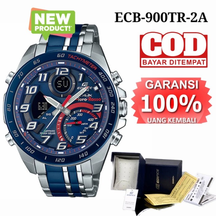 Jam Tangan Pria Merk Edifice FullSet Type : ECB-900TR-2A Baterai