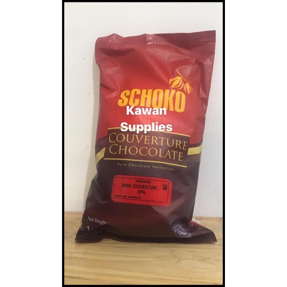 

Schoko Dark Couverture 72% Cube 1 Kg Chocolate Coklat Kotak