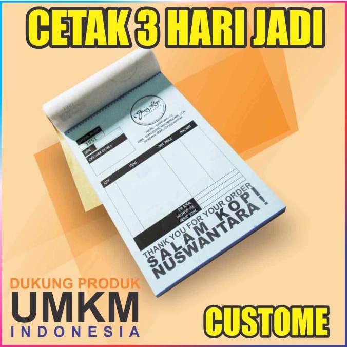 

Cetak Nota 1 rim 2 Ply / Rangkap ( Custom NCR INVOICE BON ) 2ply 1rim