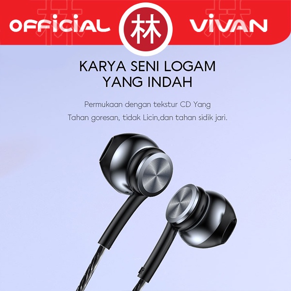 VIVAN Q12 Semi In-Ear Deep Bass Audio Quality Metal Wired Earphone