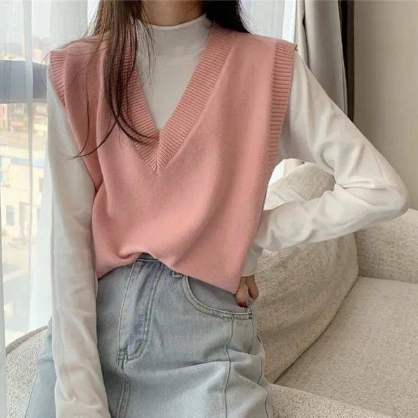 Rompi Rajut Wanita Stand Vest Rajut Rompi Wanita Kekinian