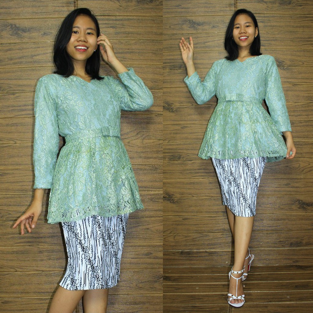 SB Collection Stelan Kebaya Andini Atasan Blouse Dan Rok Plisket Midi Jumbo Batik Wanita