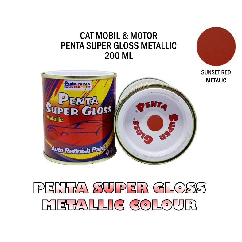 CAT PENTA SUNSET RED 9960 200 gram  - cat penta merah - cat penta metallic red - cat mobil merah - cat motor merah - cat penta super gloss