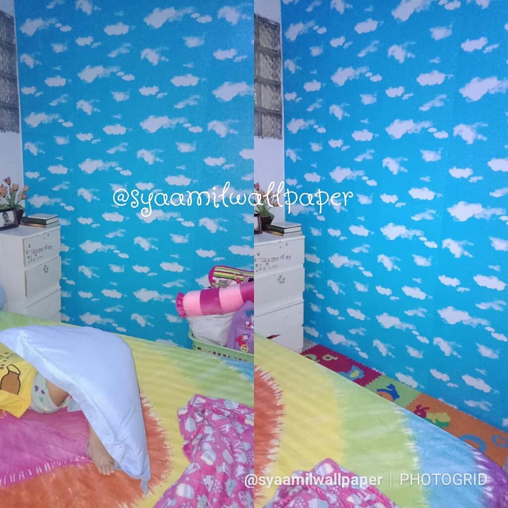 Wallpaper Murah - Wallpaper Dinding Stiker Dinding - Wallpaper Dinding Minimalis - Motif Awan Biru