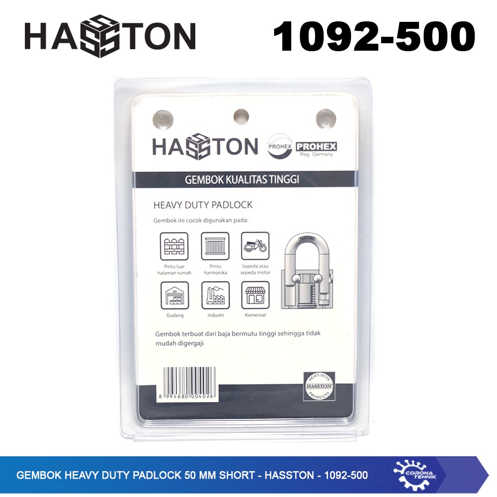 Hasston - 1092-500 - Gembok Heavy Duty Padlock 50 mm Short