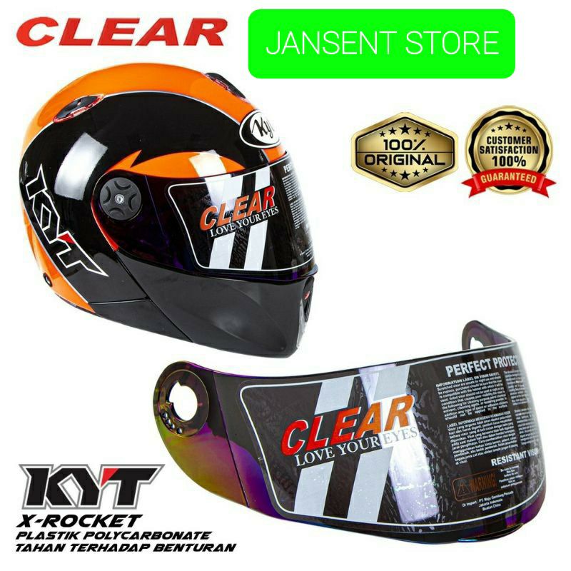 Visor helm kaca helm KYT X rocket roket iridium silver / Pelangi