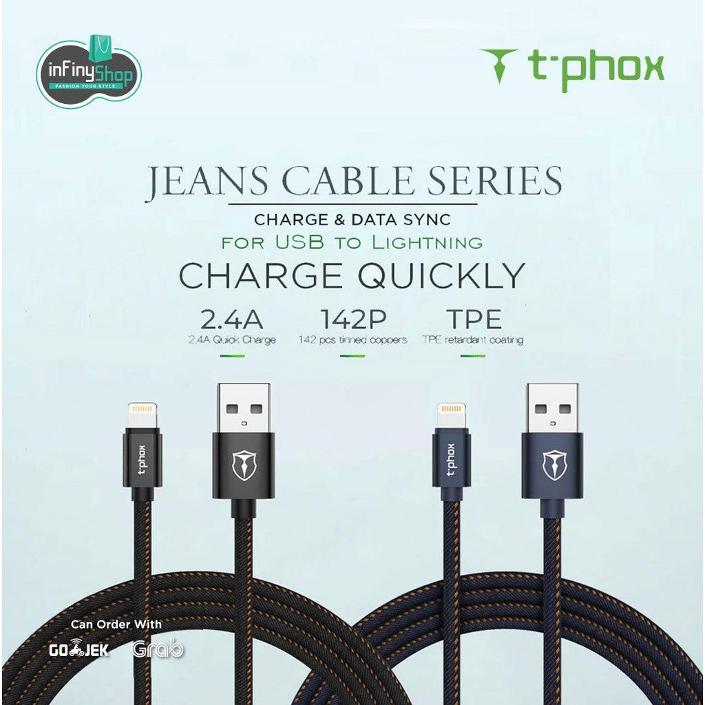T-PHOX CABLE JEANS SERIES FOR LIGHTNING 2.4A / 1M
