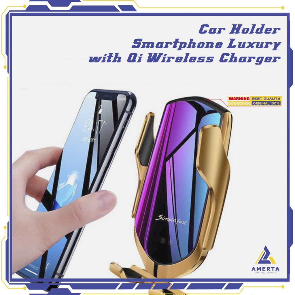 Smartphone Car Holder Luxury with Qi Wireless Charger INIU - R1 - Silver