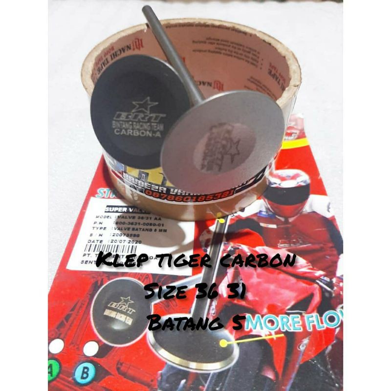 Klep Valve BRT tiger 36 - 31 MM Batang 5MM Karbon Carbon Original BRT