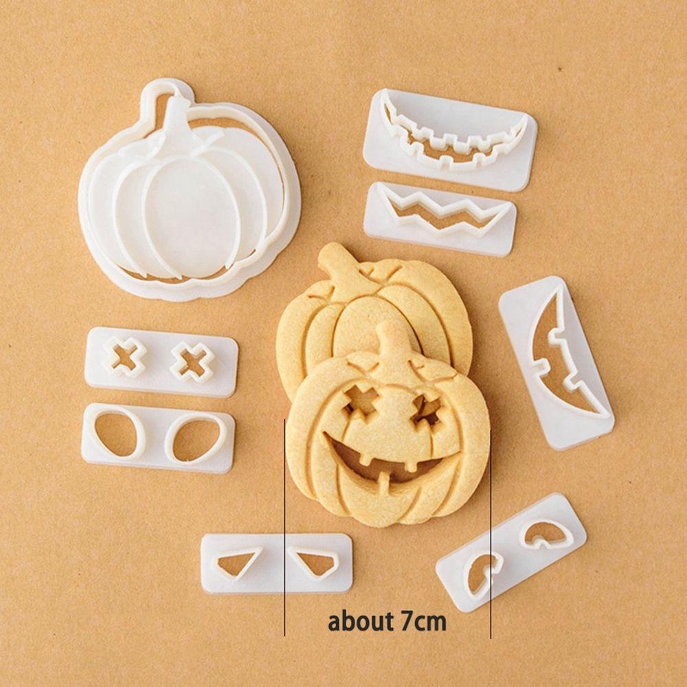 Top 9pcs/set Halloween Biskuit Cetakan Kue Alat Cap Horror Labu 3D Cookie Cutter