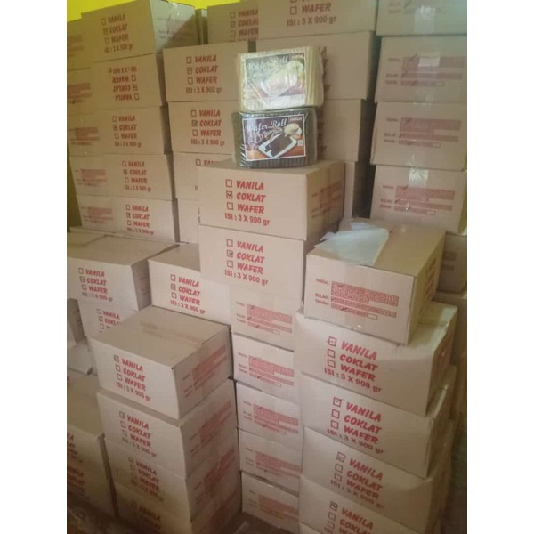 WAFER ROLL BERLIMPAH KILOAN KEMASAN KARTON (ISI 3 PAK)