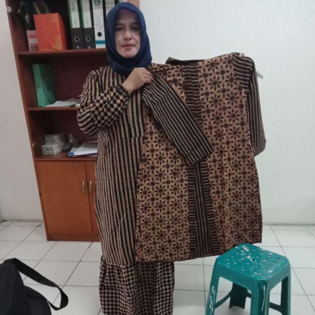 Tunik Floi Kombinasi /baju Terlaris /tunik Bunga Lurik /tunik Batik Lurik /tunik Murah