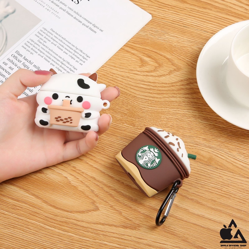 SILIKON CASE 4D NASA STARBUCKS APPLE AIRPODS GEN 1 2 3 PRO  MOTIF SQUID GAME CAT PANDA COW LUCU KEREN CARTOON KARAKTER KARTUN JORDAN DISNEY Silicone Earpods Inpods Earphone Softcase Pouch Kaitan Cantolan