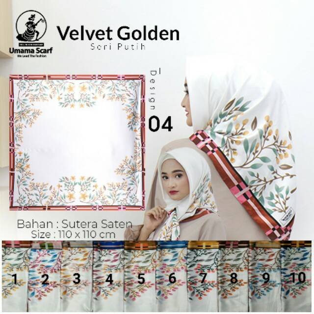 Jilbab Segiempat Putih Motif Cherry. Jilbab Umama. Kerudung Satin Segi4. Hijab Square