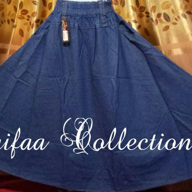 Rok Jumbo - Model Mayung Soft Jeans (BB 80-120 Kg)-Navy